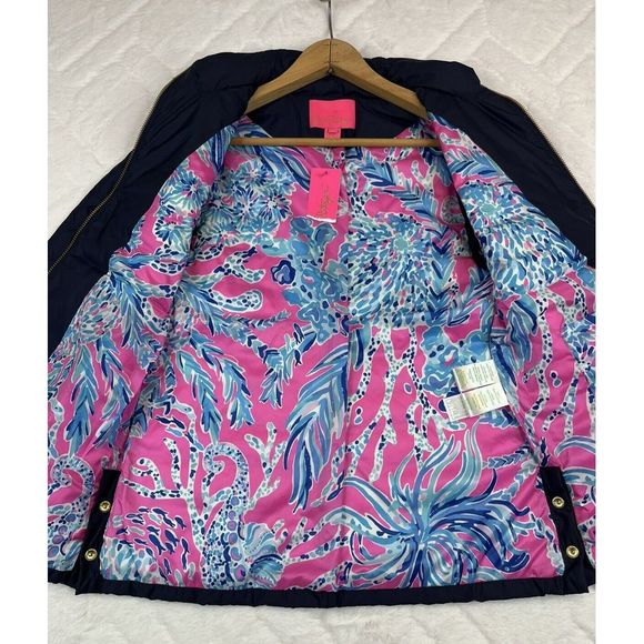 Lilly Pulitzer Women's Navy Blue 2 In 1 Haisley Puffer Jacket Vest $298 - Sz 00 - Picture 4 of 6
